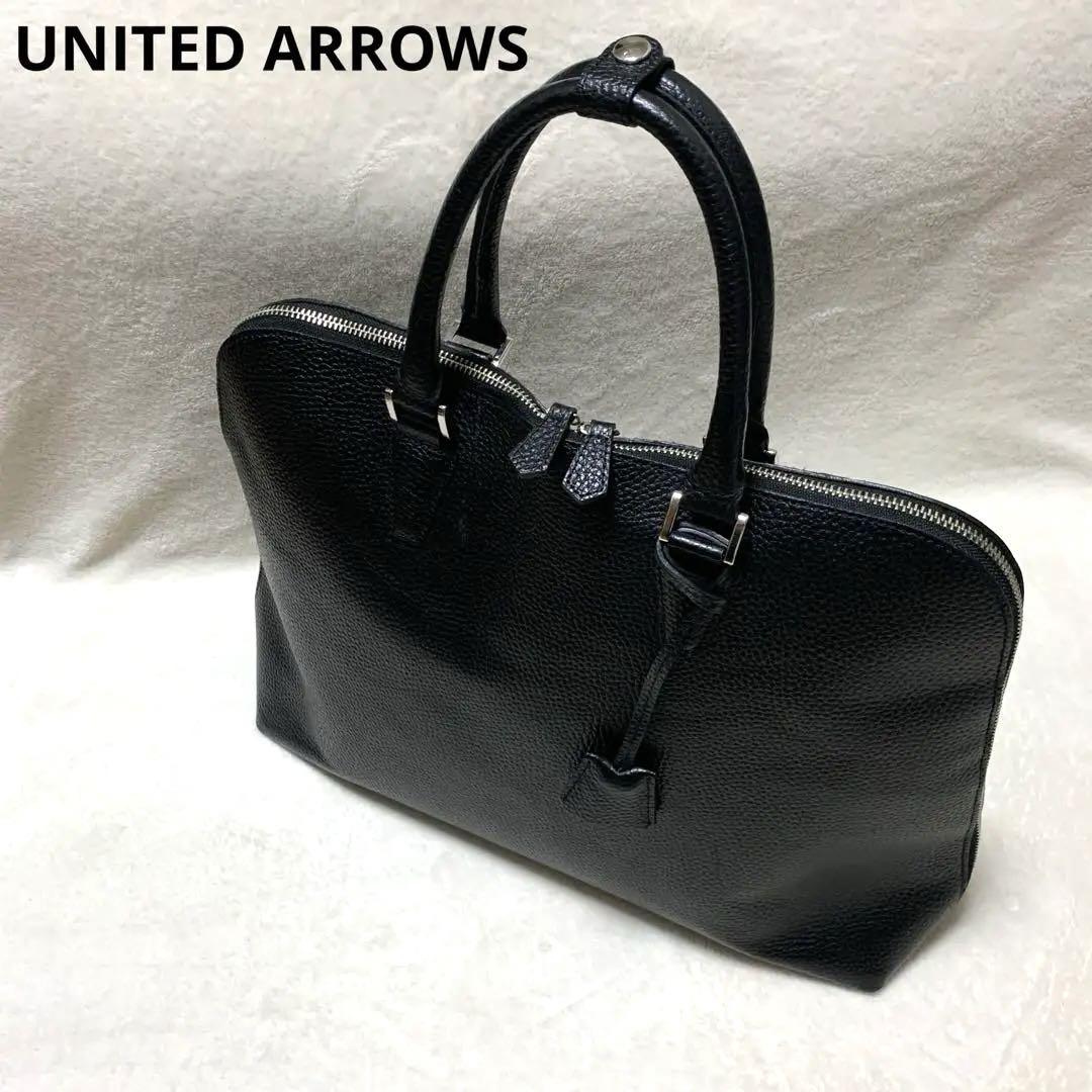 【近年モデル　A4収納可能】ユナイテッドアローズ　レザーラウンドブリーフケース UNITED ARROWS ビジネスバッグ レザー ラウンド ブリーフケース