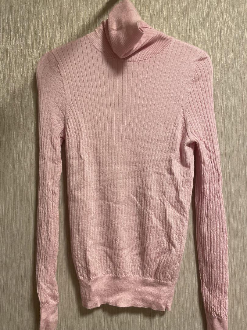 【在庫僅少】 drawer ピンク カシミヤシルクリブタートルニット ドゥロワー トップス