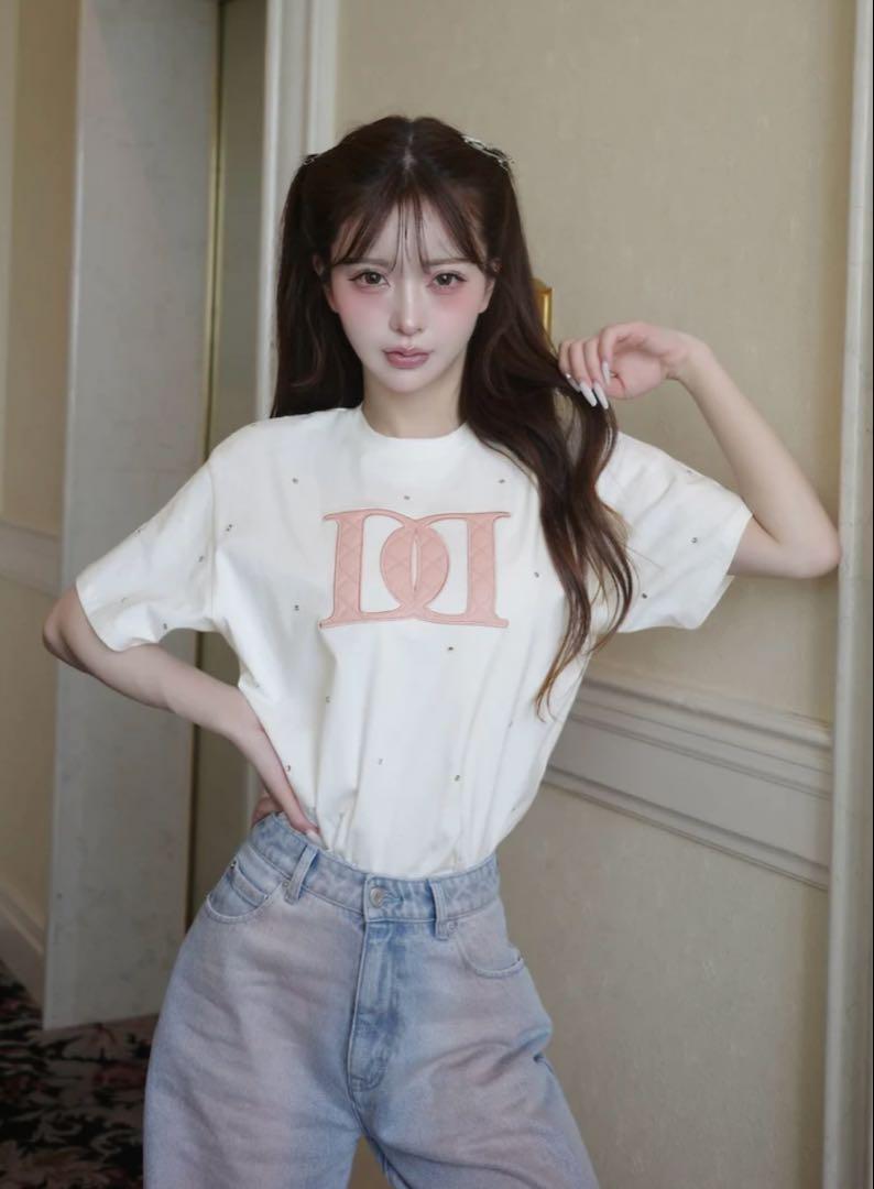 Darich キルティングアップリケビジューTシャツ