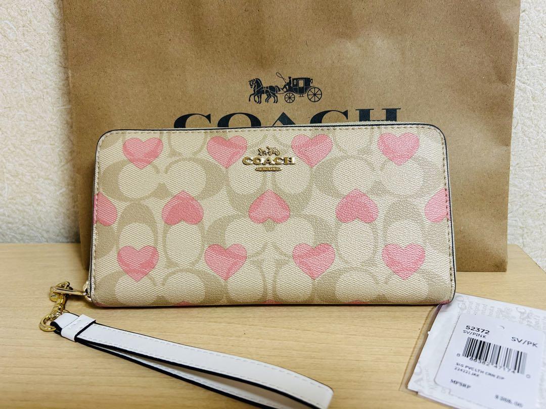 【新品★未使用】COACH ハート柄 長財布 COACH 長財布 ハート柄 ベージュ/ピンクオンライン