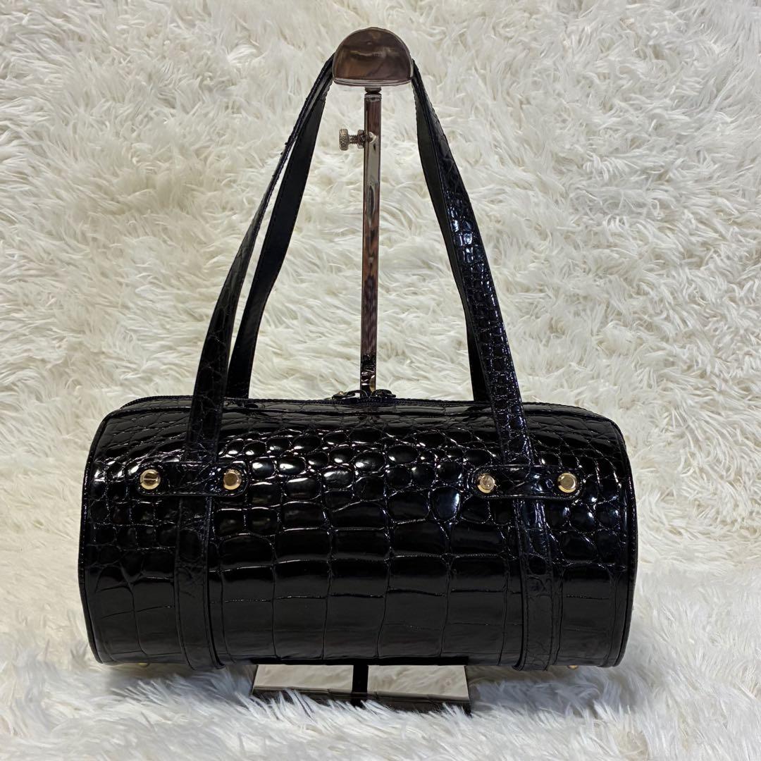 シャイニングクロコダイル エキゾチックレザー ハンドバッグ