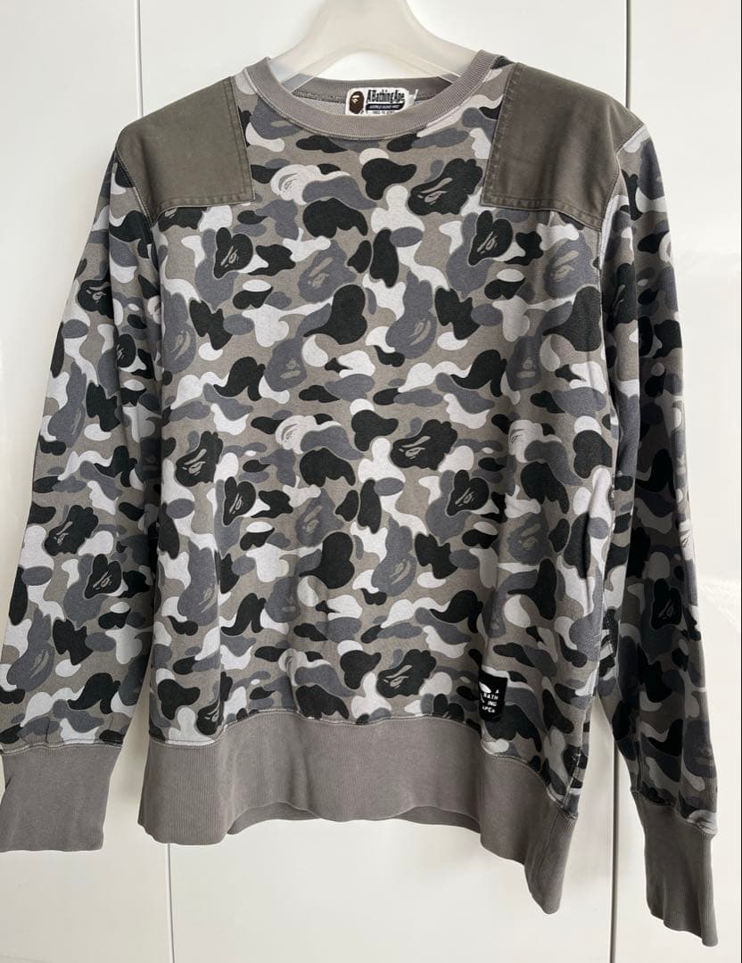 Ape カモ柄 長袖スウェット トレーナー Lサイズ ブルー系L・A BATHING APE