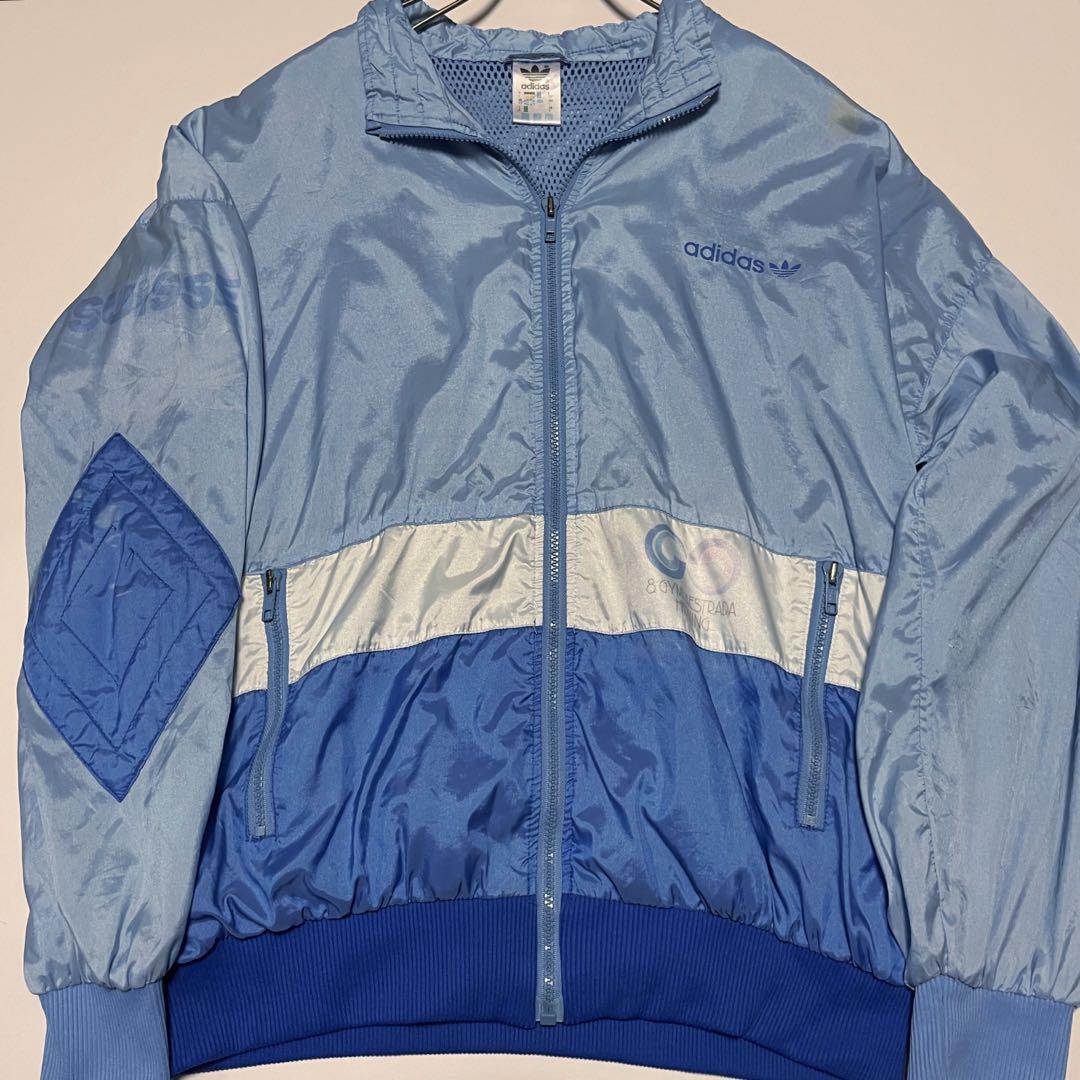 80s adidas ナイロンジャケット L 黒/アイボリー 万国タグ 80s adidas ナイロンジャケット L 黒/アイボリー 万国タグ