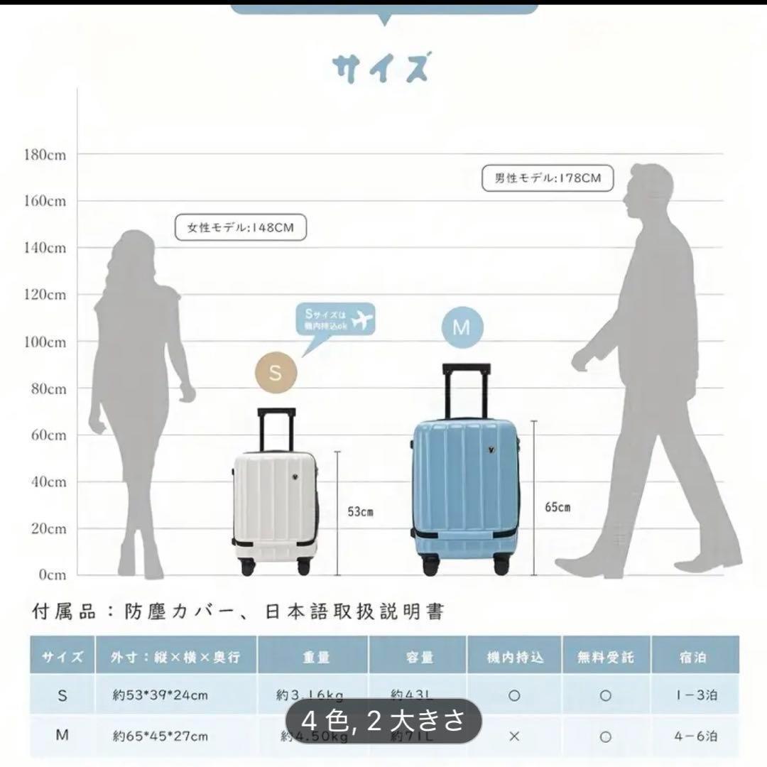 お買い得★ スーツケース フロントオープン ファスナータイプ 機内持ち込み