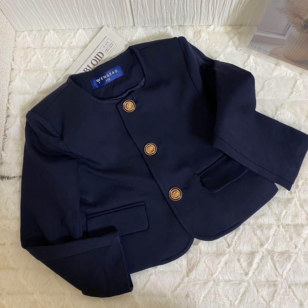 新品 110㎝ リボン ジャケット ワンピース フォーマル 子供 結婚式 発表会