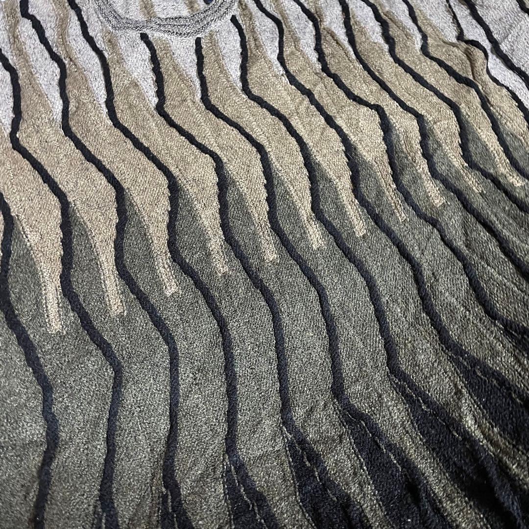 90s USA製 ヴィンテージ ストライプ 3D ニット セーター ビッグサイズ 90s USA製 ヴィンテージ ストライプ 3D ニット セーター ビッグサイズ