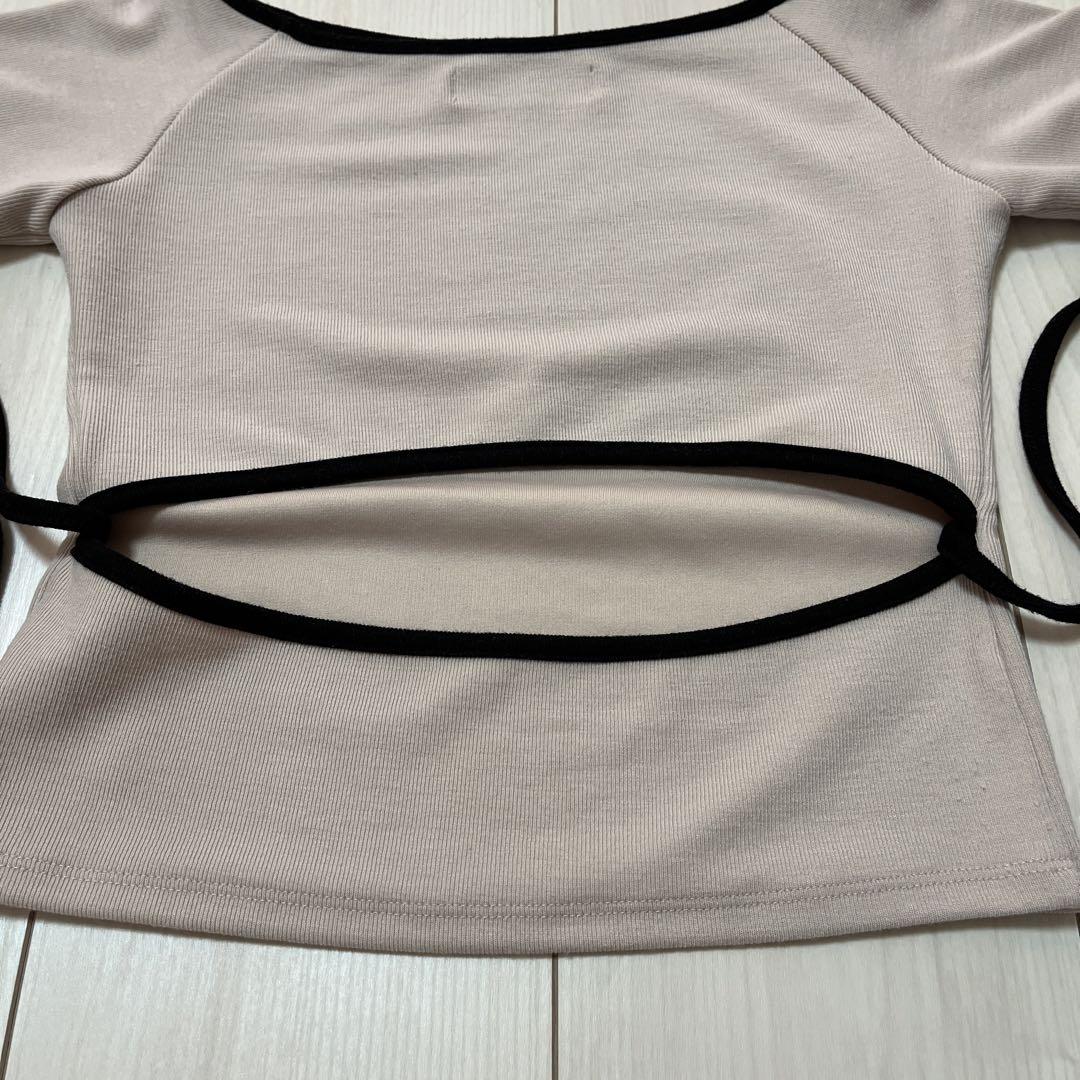 andmary Kate slit tops pink beige Tシャツ