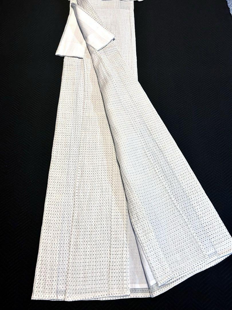 《新品》本場小千谷縮　生成色　蚊がすり　裄長　麻　夏着物　小千谷ちぢみ　関松織物
