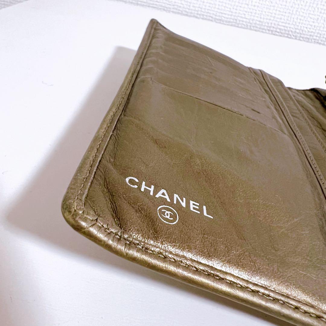 シャネル【CHANEL】カンボンライン長財布　ゴールド　箱、ギャランティー付き