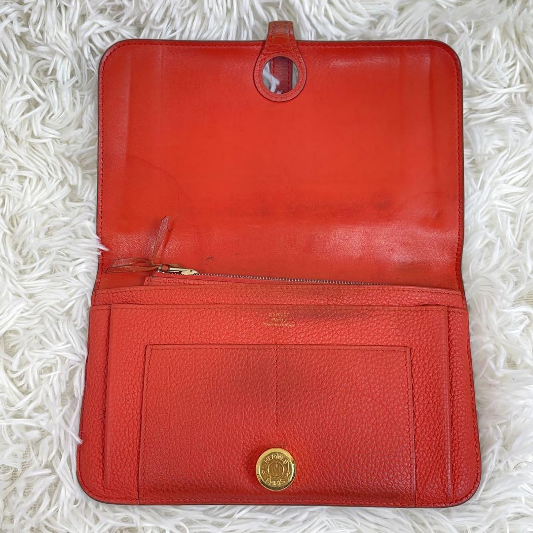 HERMES✨️ドゴン 長財布 オレンジ 希少 ゴールド金具 エルメス GM