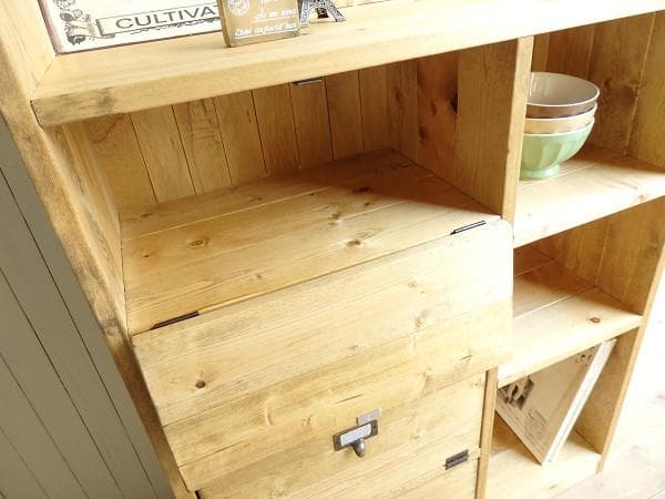 ☆オーダー可!○4枚バッタン扉キャビネット○ナチュラルブラウン無垢