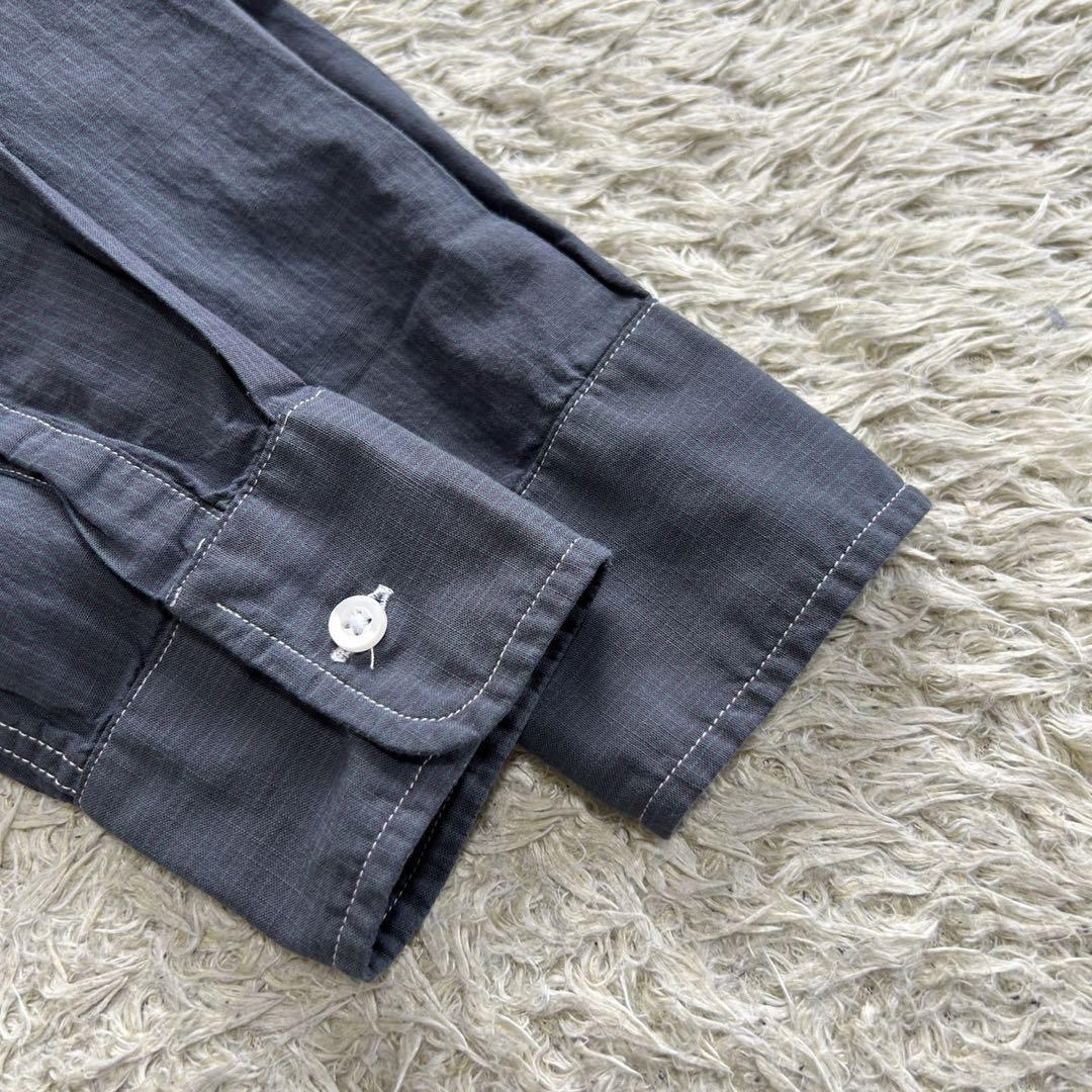 【美品】フランク&アイリーン LUKE 長袖シャツ コットン ネイビー XXS