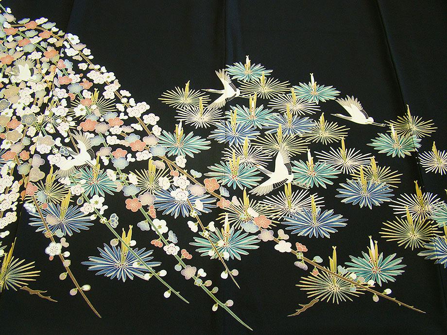 美品 結婚式 作家物 極上縮緬地 本加賀友禅 黒留袖（正絹）未使用＜D622＞