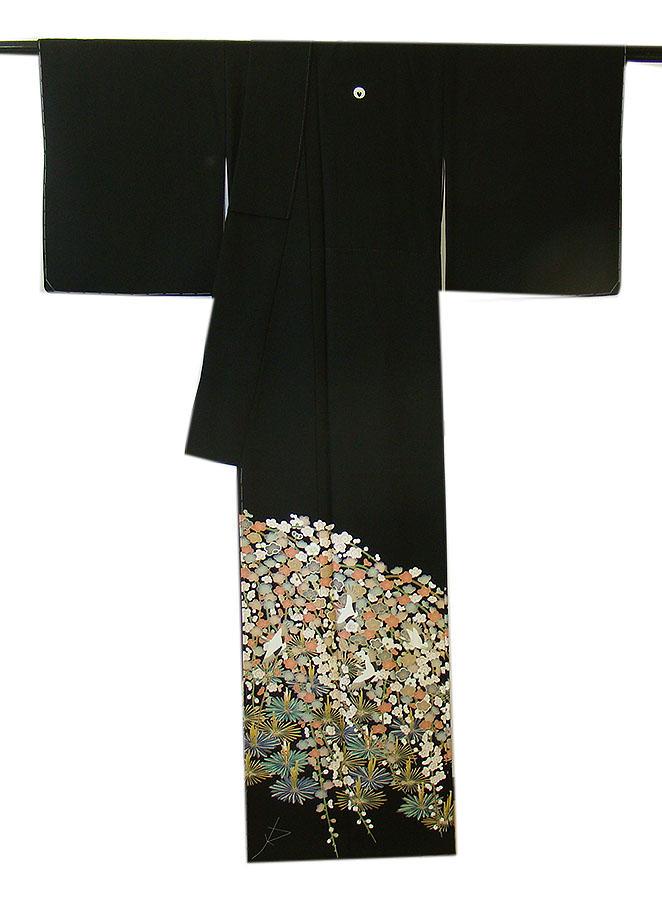美品 結婚式 作家物 極上縮緬地 本加賀友禅 黒留袖（正絹）未使用＜D622＞