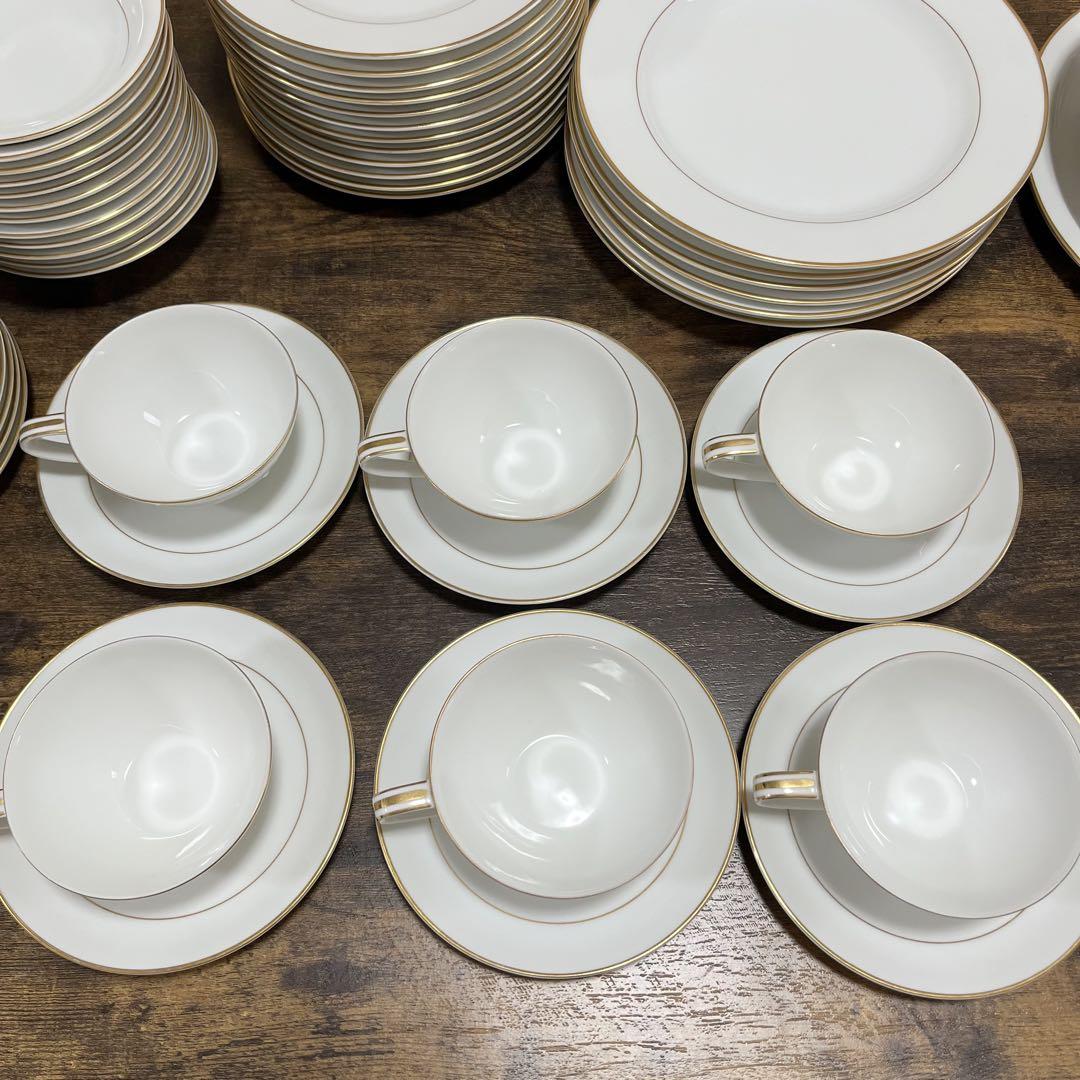 【未使用】Noritake ホワイト ゴールドライン 食器セット　48皿 未使用】Noritake ホワイト ゴールドライン 食器セット 48皿