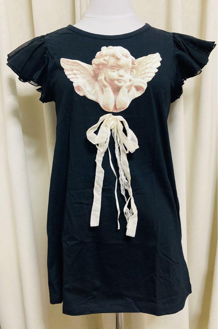 60%OFF】 袖フリルTシャツ 黒 ジェーンマープル jane marple Tシャツ