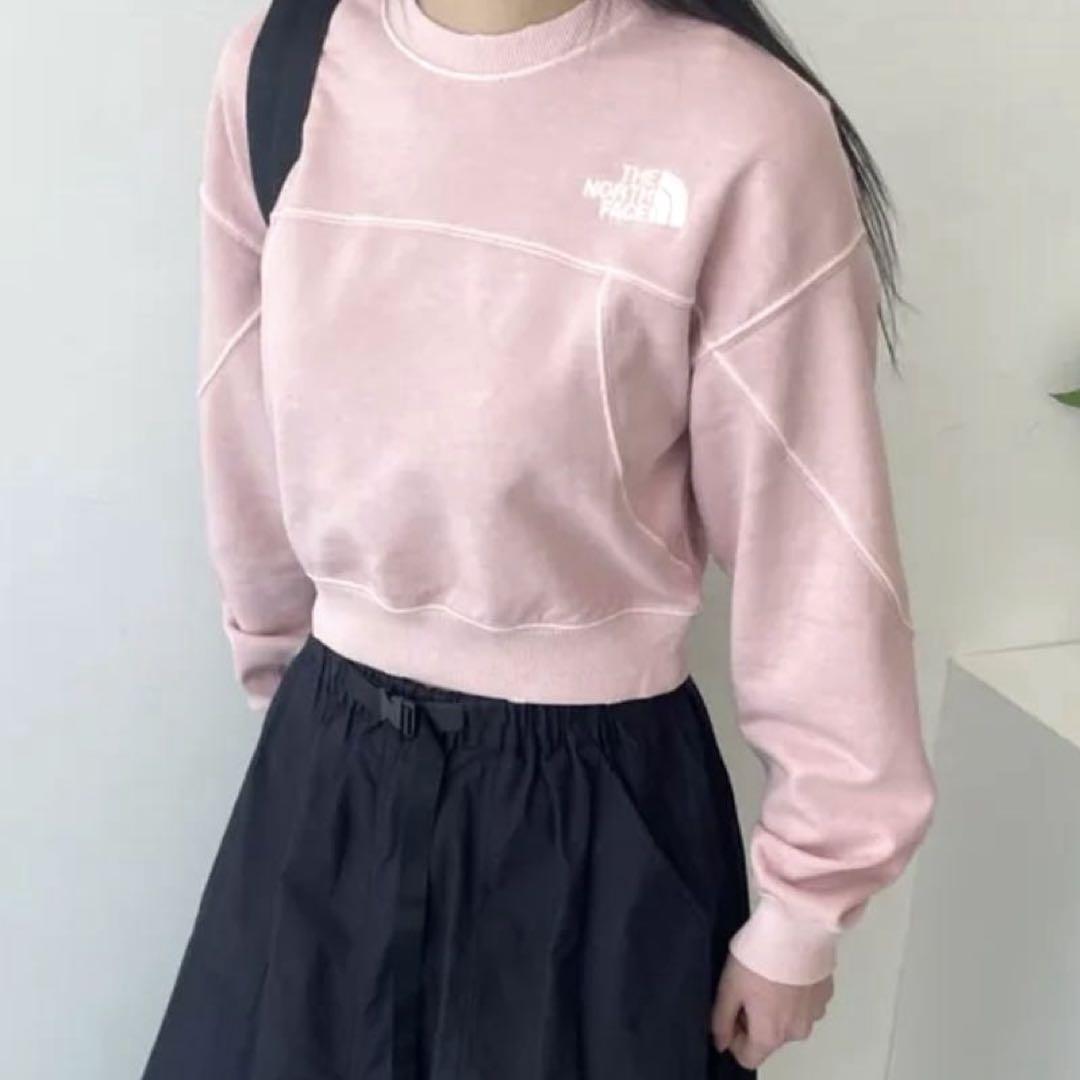 正規品★新品☆ノースフェイス ユーズド加工 スウェット トレーナー 韓国 ピンク