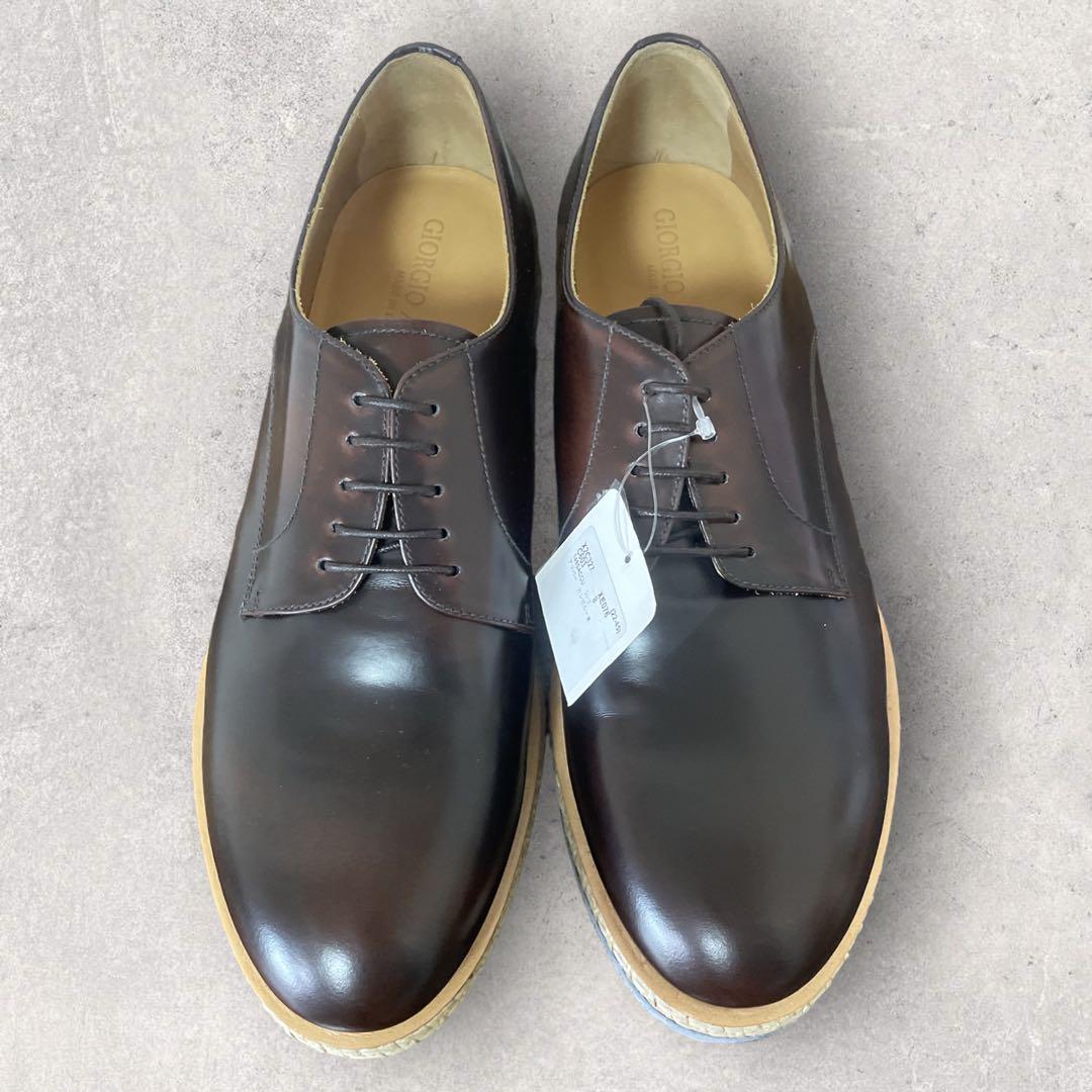 値頃 新品未使用 8 茶 ウェッジソール レザーシューズ ARMANI GIORGIO