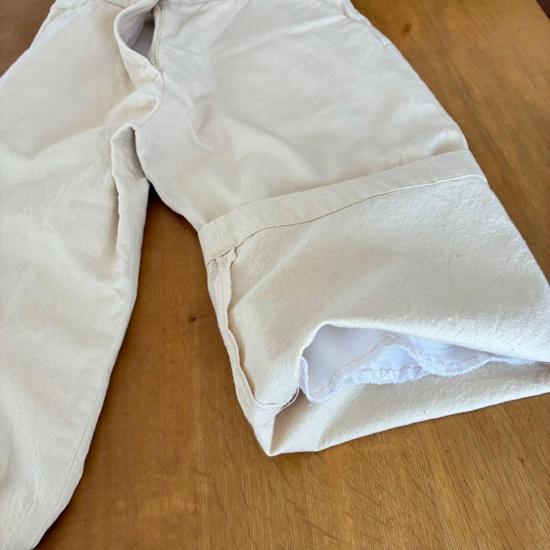 STUDIO NICHOLSON アイボリーワイドパンツ 調整可能ベルト付き