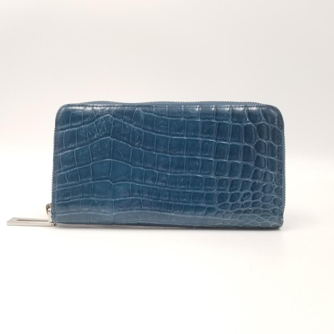 ☆良品☆ レザー クロコダイル ワニ革 長財布 ラウンドファスナー