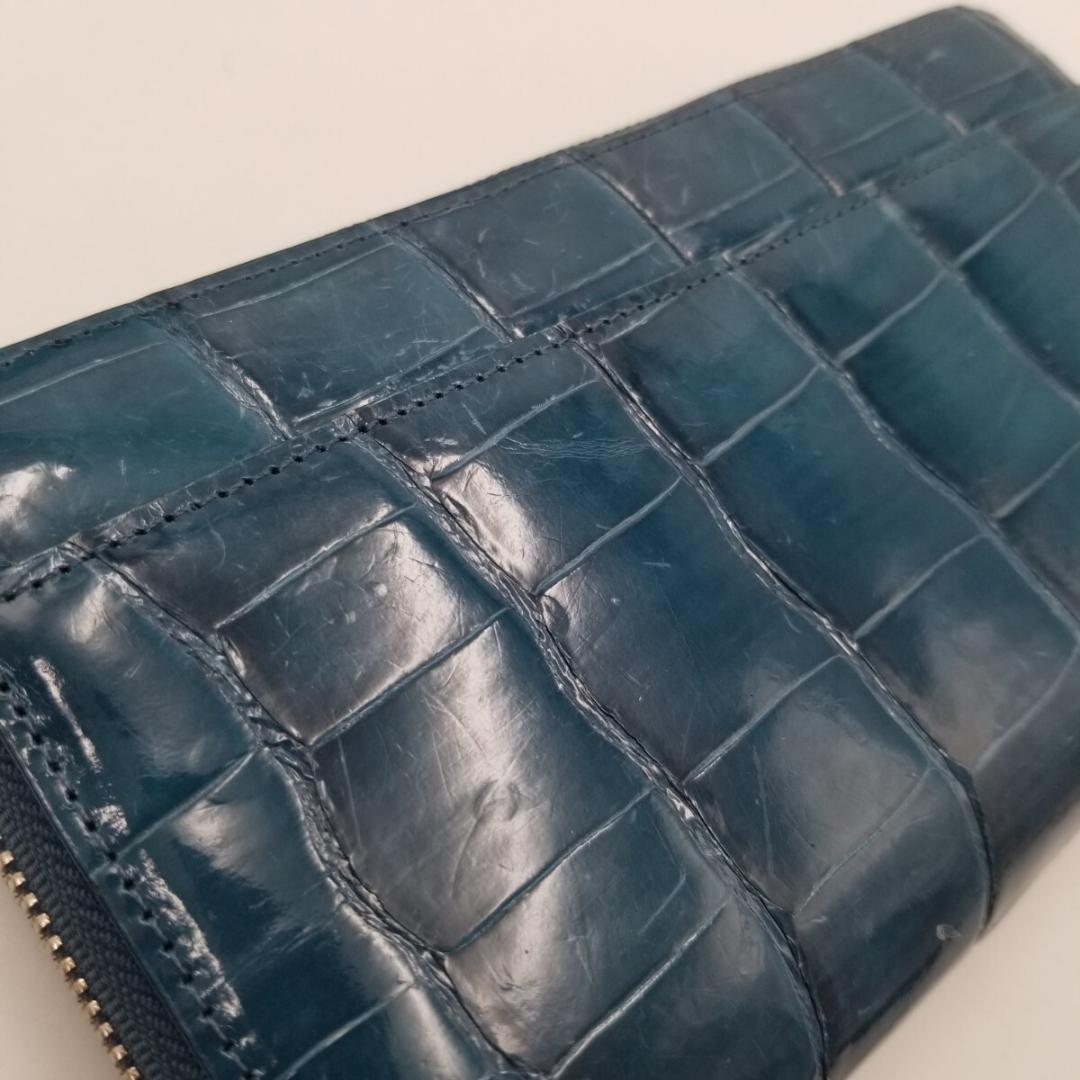 ☆良品☆ レザー クロコダイル ワニ革 長財布 ラウンドファスナー