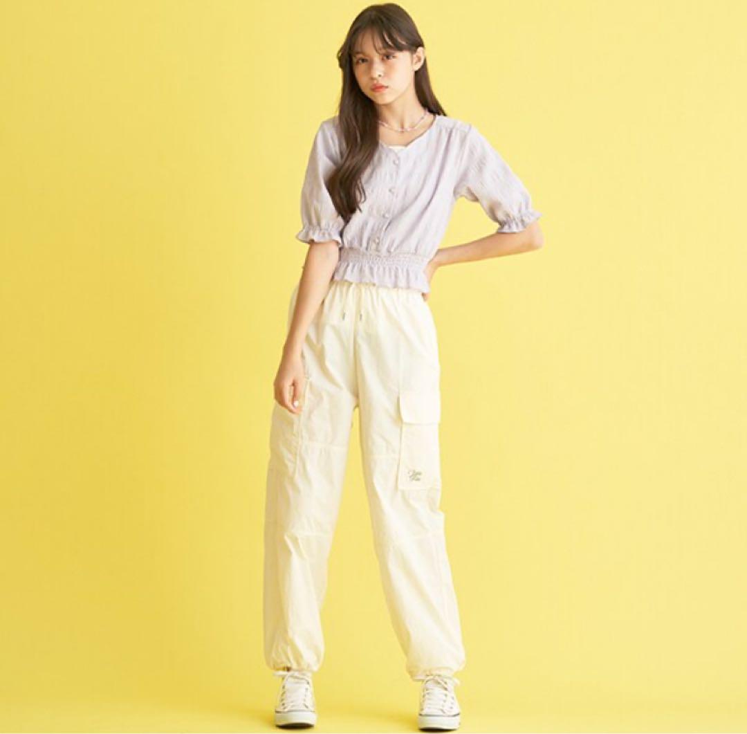 新品　ポンポネットジュニア   イージーカーゴパンツ　ライトブルー　160