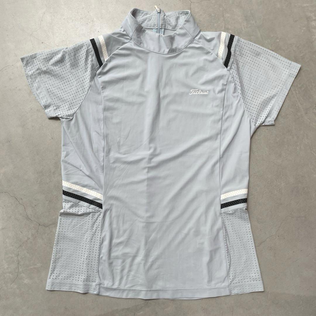 Titleist タイトリスト ハイネック メッシュストレッチ半袖シャツ ブルー