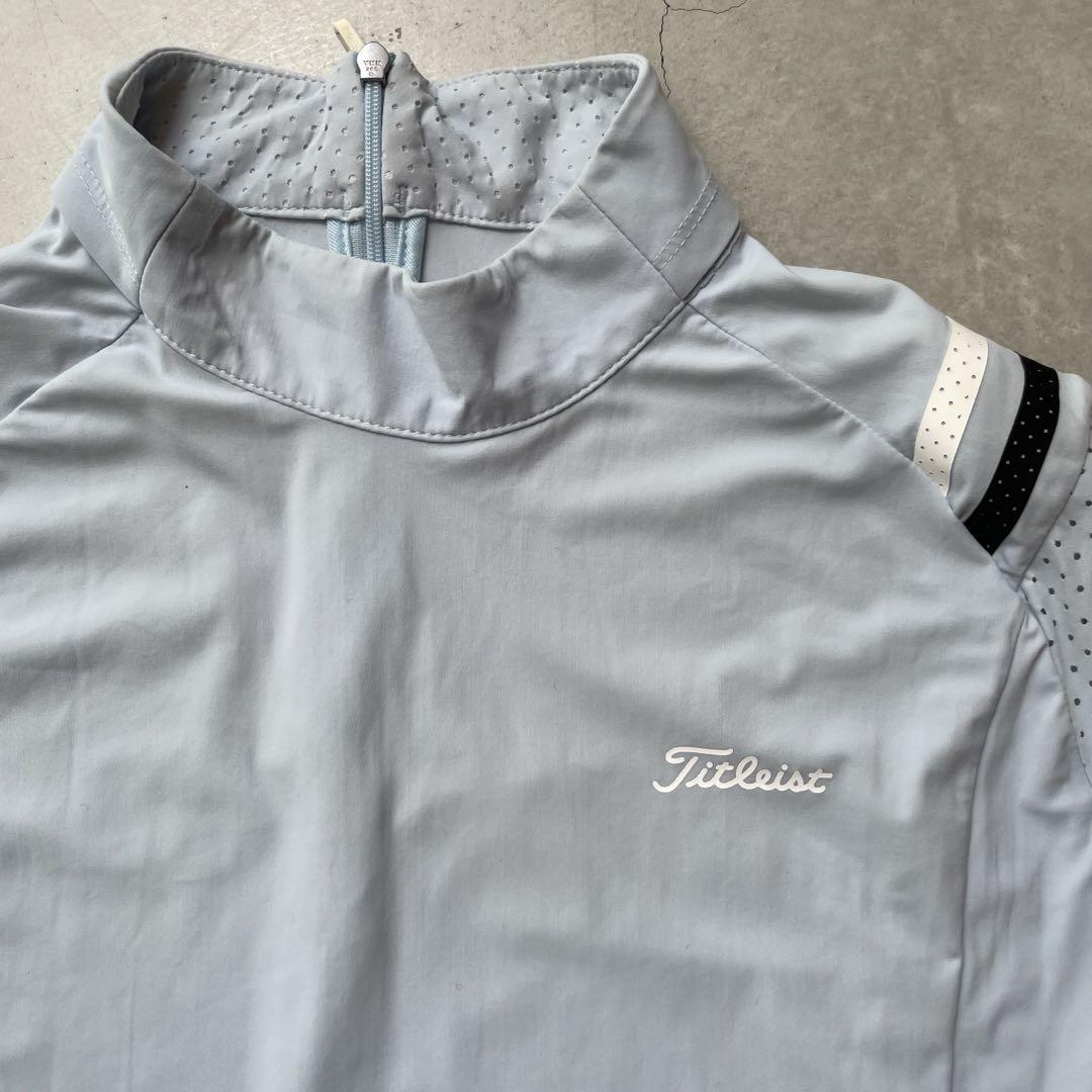 Titleist タイトリスト ハイネック メッシュストレッチ半袖シャツ ブルー