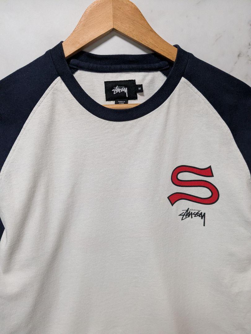 STUSSY　ラグラン七分袖Tシャツ　ネイビー　M　ロンT sevelectronics.ru