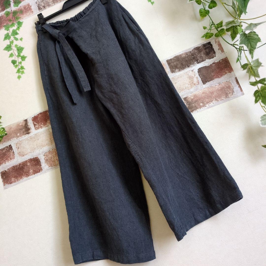 08Mab リボン ナチュラルリネン パンツ