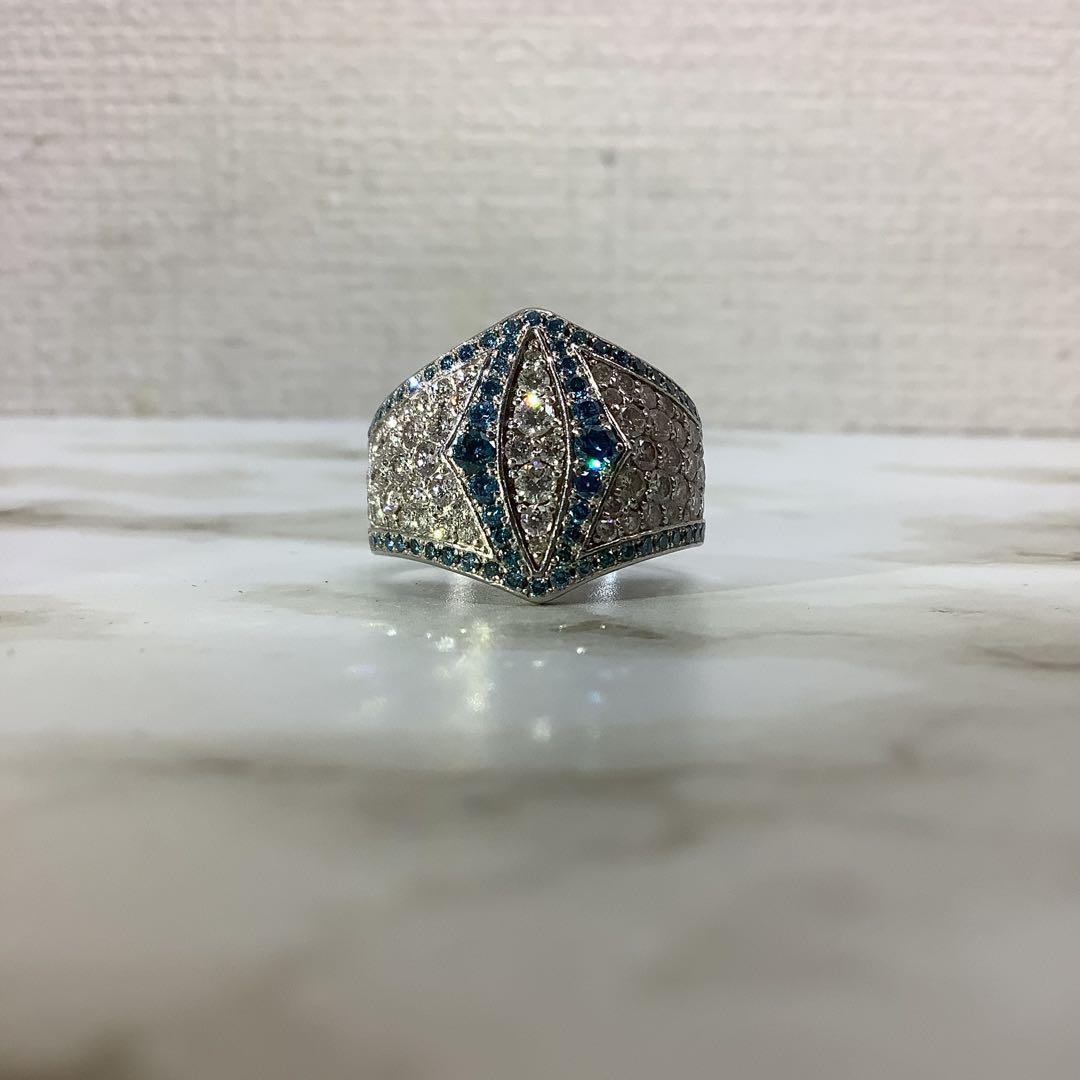 レア　ブルーダイヤ　1.71ct 鑑定書　pt900 17号　指輪　リング