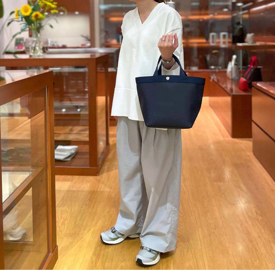 Hervé Chapelier 707GP リュクス舟型トートMネイビー×ネイビ