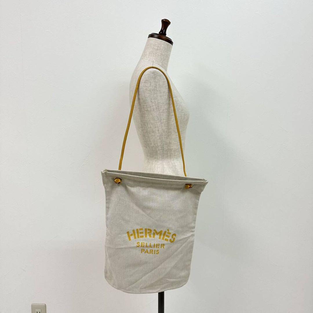 【絶品】 バッグ ショルダー GM アリーヌ HERMES 名作 ロゴ キャンバス トート バッグ