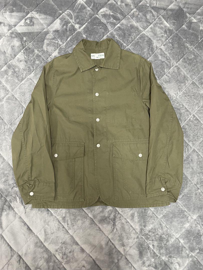 極美品　SASSAFRAS カバーオール オリーブグリーン S SASSAFRAS オリーブグリーン カバーオール S
