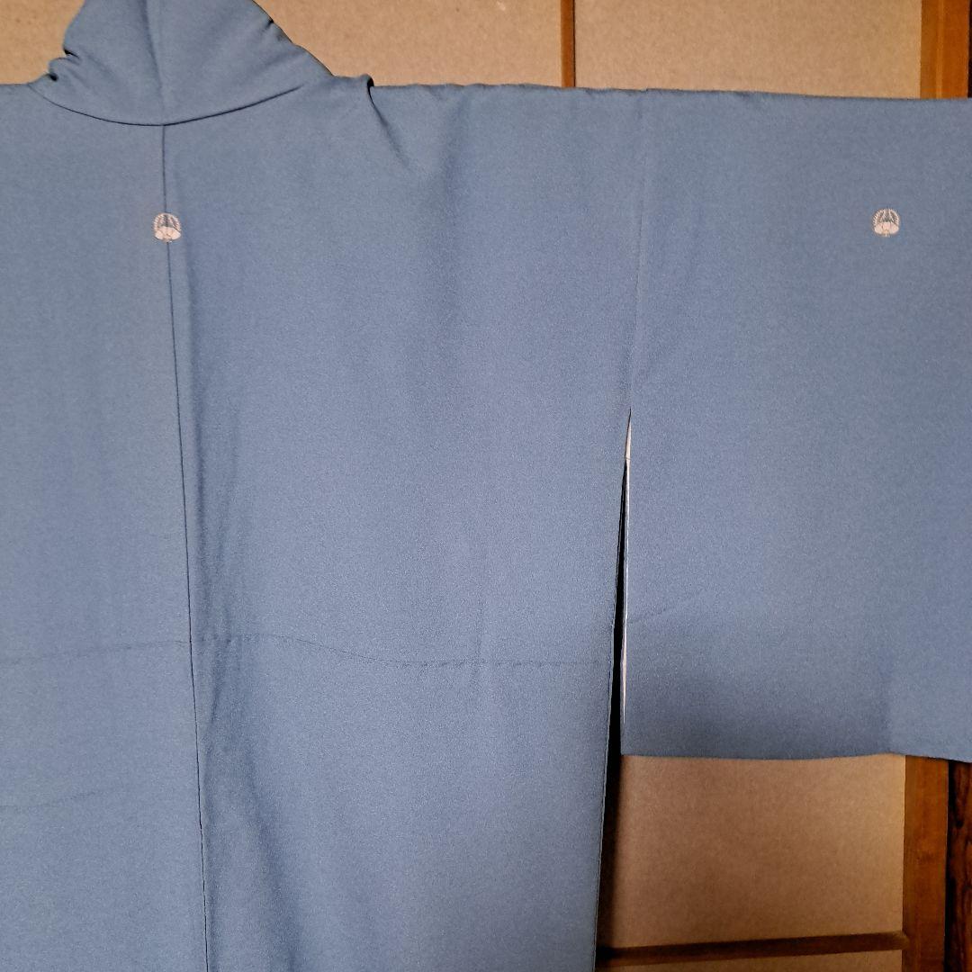 花柳三つ紋留め袖ブルー袷