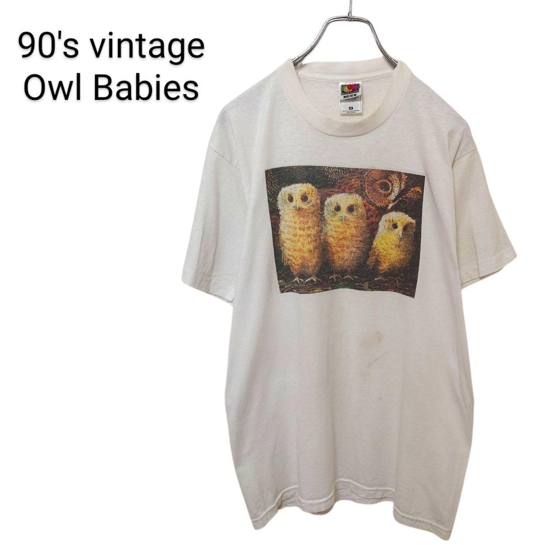 90's カナダ製 シングルステッチ Owl Babies TシャツA-3492