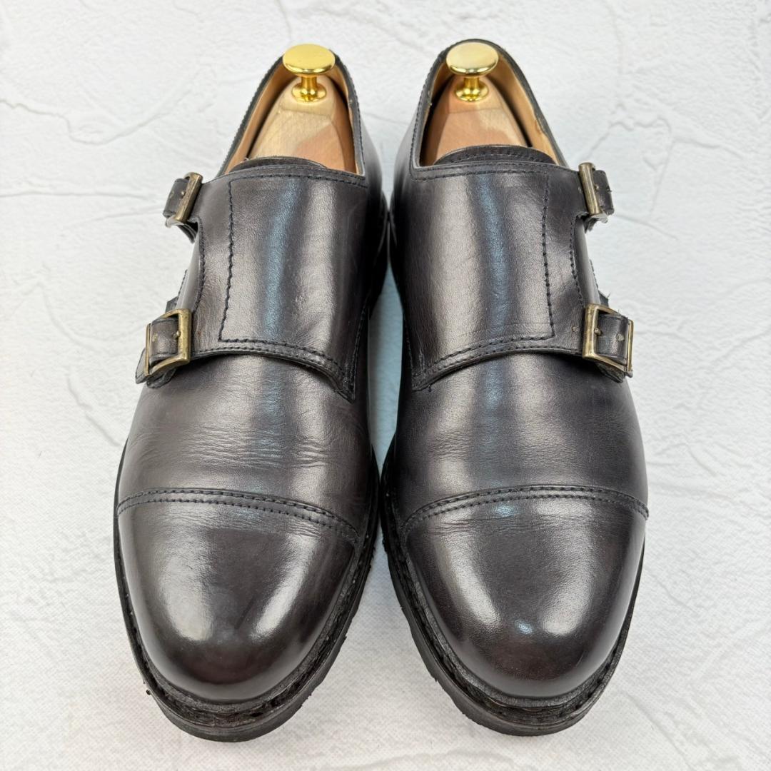 【美品】パラブーツ ウィリアム ダブルモンク 濃紺 6.5 ストラップ フランス