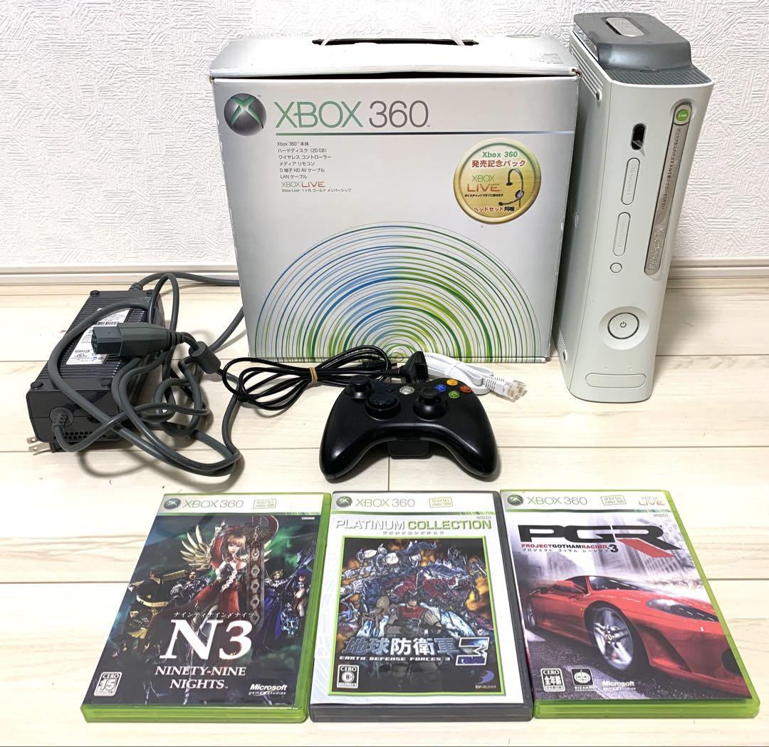 XBOX360本体(動作確認済) 動作確認済み】Xbox360 本体 コントローラー ソフト付 ホワイト