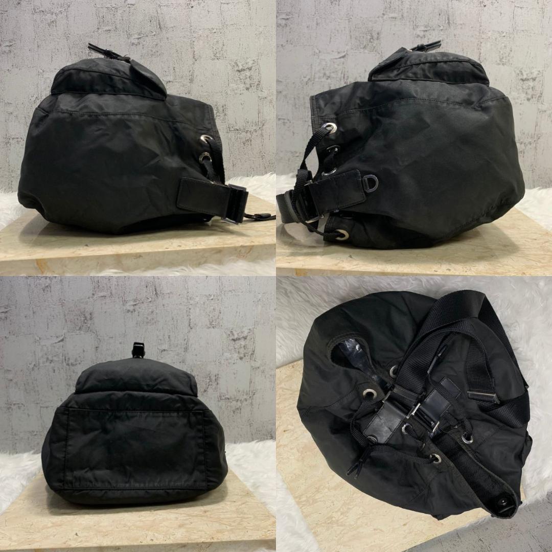 プラダ ショルダーバック PRADA バッグ ナイロン レザー 巾着 黒 希少