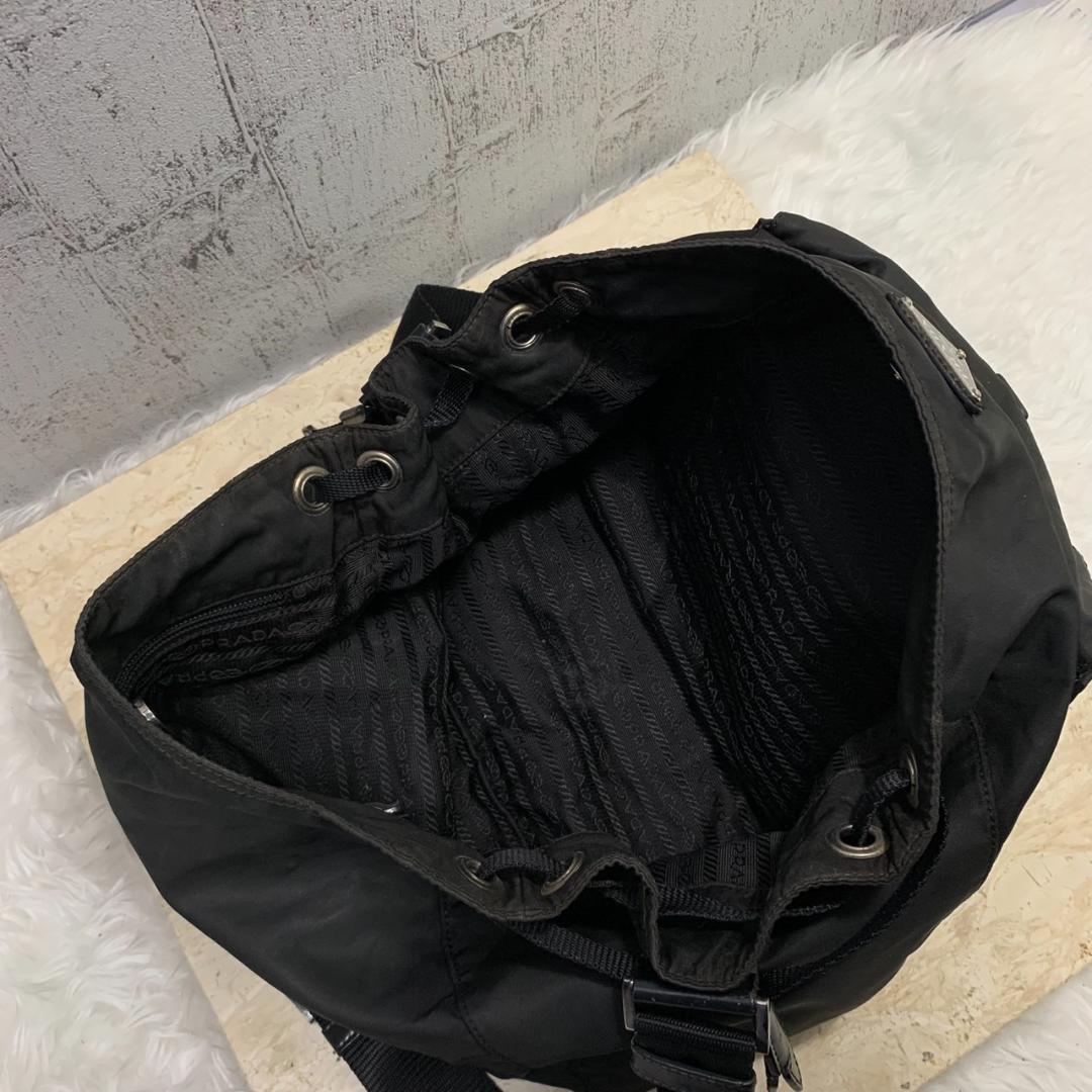 プラダ ショルダーバック PRADA バッグ ナイロン レザー 巾着 黒 希少