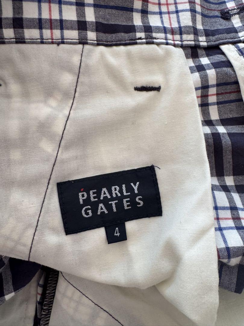 新品タグ付きPEARLY GATES チェック柄パンツ サイズ4 PEARLY GATES パーリーゲイツ ストレッチパンツ ワッペン