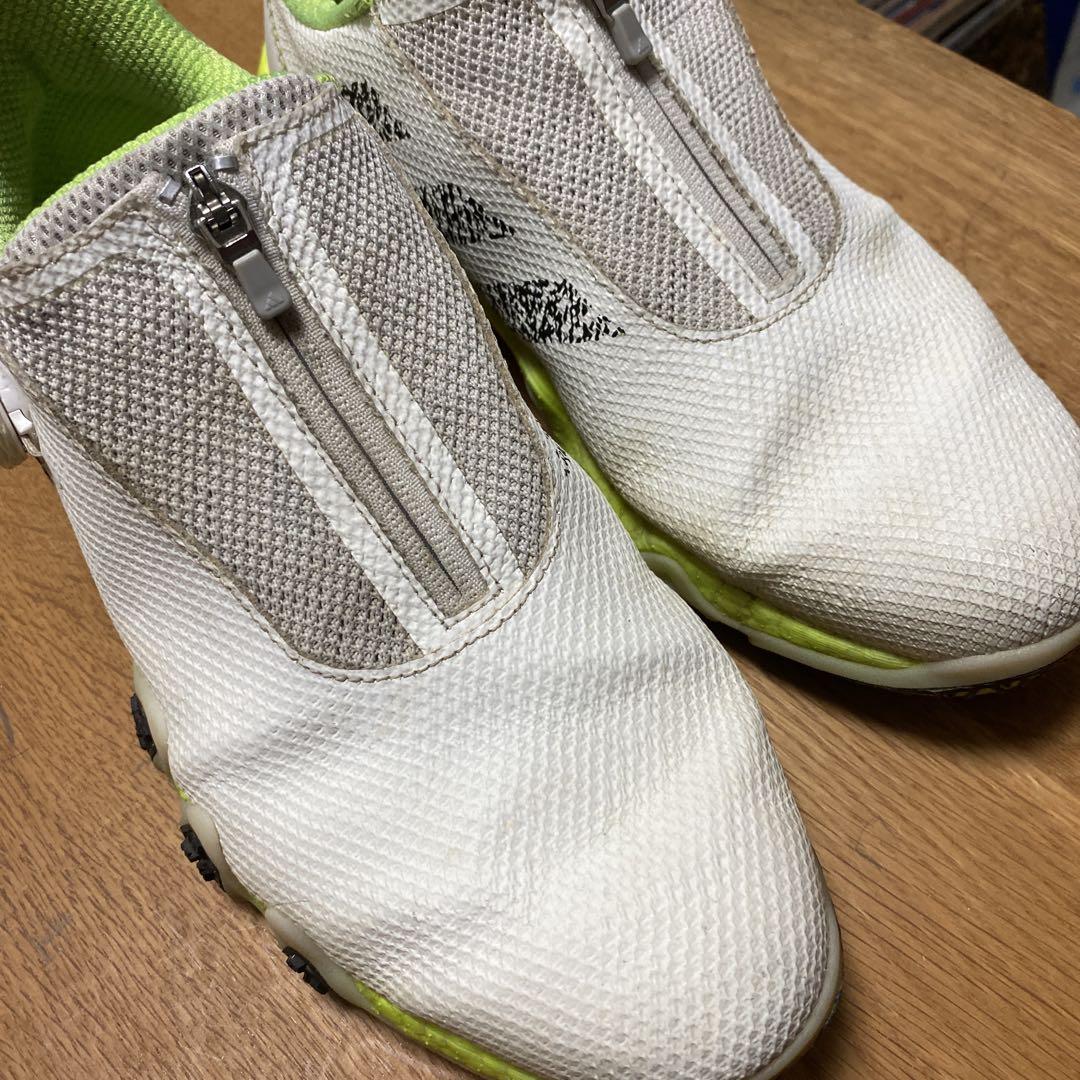 完璧すぎるが故三度も adidas ゴルフシューズ ホワイト/ライム - メルカリ シューズ(男性用)