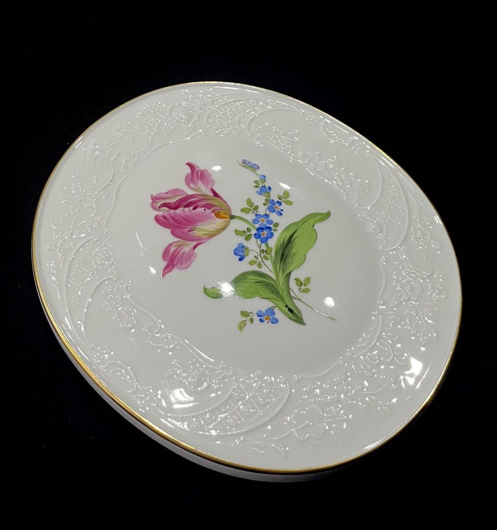 マイセン 透かしプレート 1級品 フワラーブーケ ローズ 小花