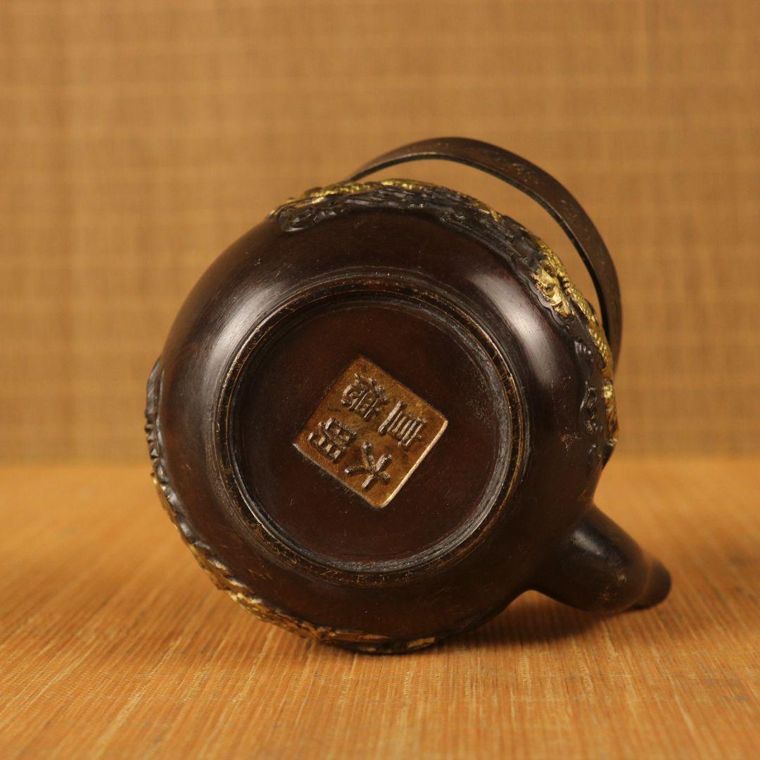 龍鳳急須 銅器 茶道具 重厚 極細工 工芸品 美術品 置物
