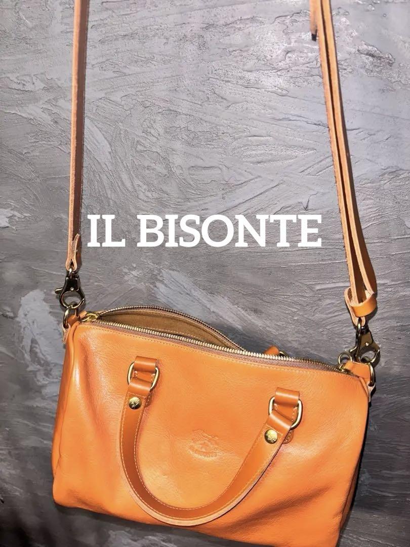 コ*ー様 【美品】IL BISONTE イルビゾンテオレンジ本革 2wayボスト