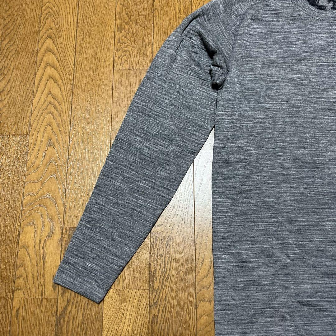 【mont-bell】ニット　Tシャツ　スーパーメリノウール　登山　グレー　L
