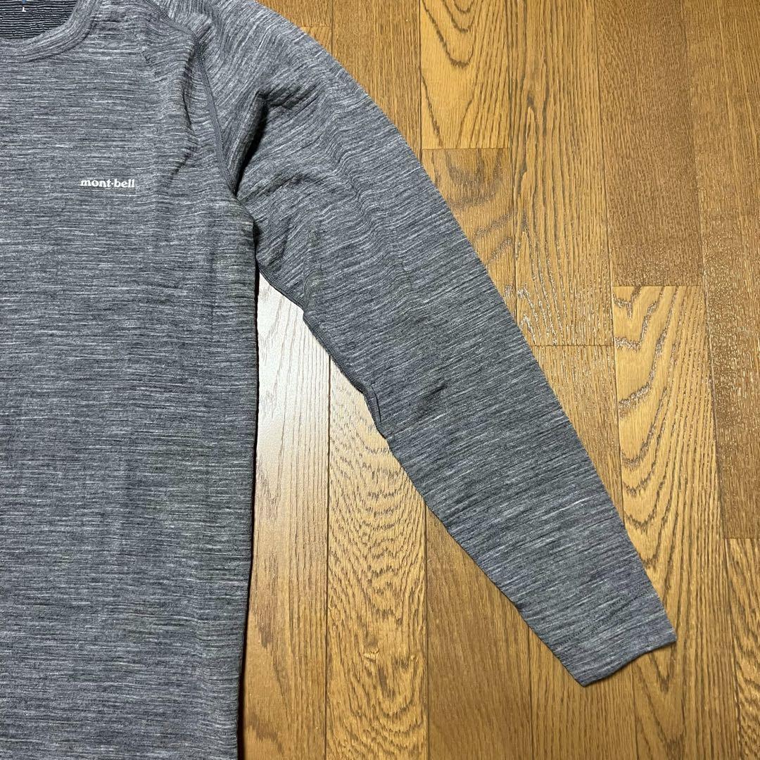 【mont-bell】ニット　Tシャツ　スーパーメリノウール　登山　グレー　L