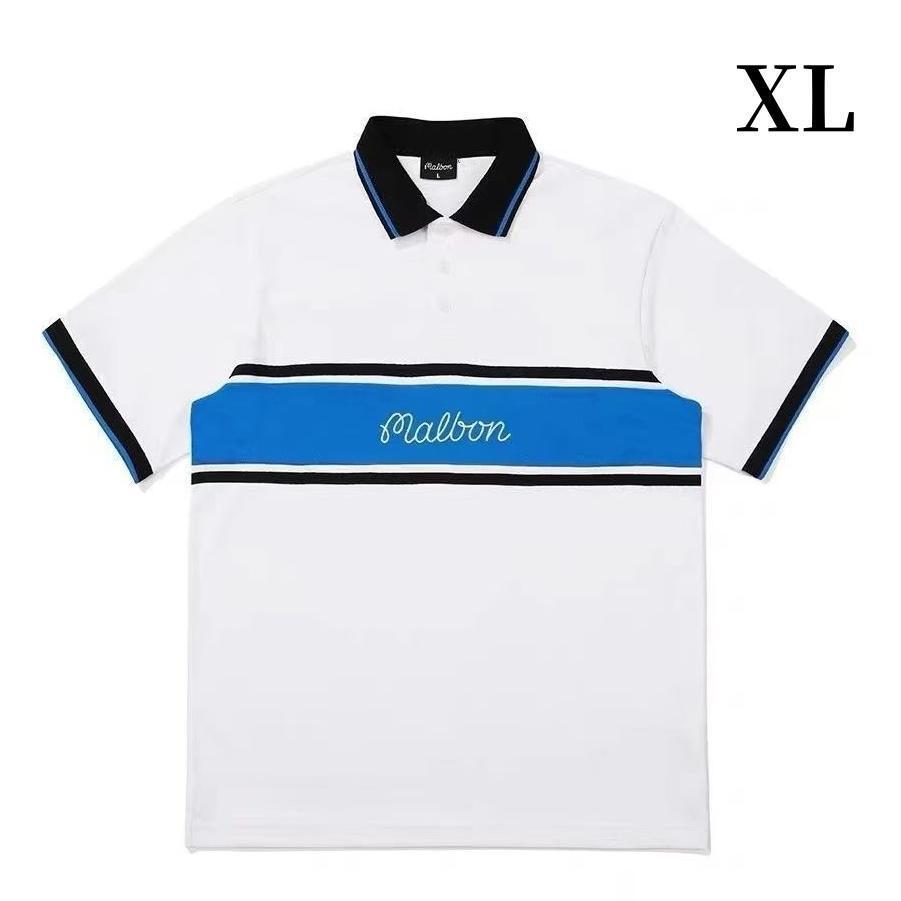 即発送 マルボンゴルフ ポロシャツ malbon golf メンズ シャツ 白M マルボンゴルフ ポロシャツ malbon golf メンズ 半袖 シャツ半袖