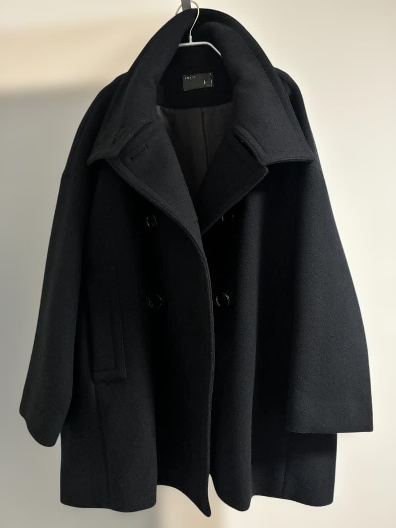 NOBLE メルトンスタンドカラーオーバーコート ブラック