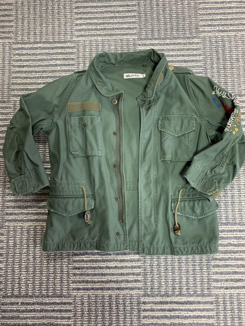 ミリタリージャケット ミルクフェド XS セール】ROUND COLLAR MILITARY JACKET（ミリタリージャケット